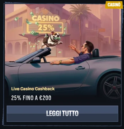 live casino cashback 25% up to 200 euro